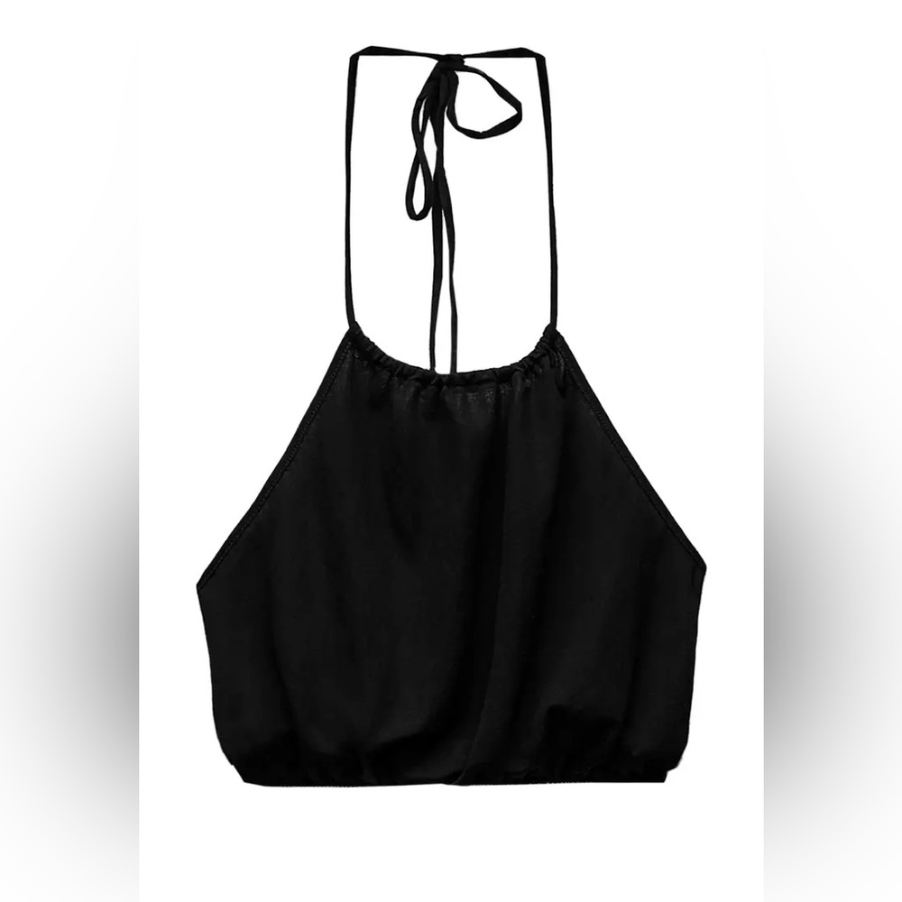 ZARA Tie Halter Neck Crop Top
